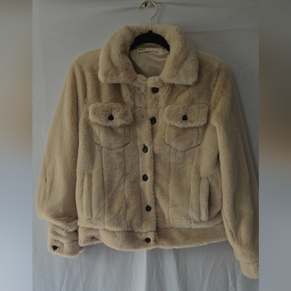 Buckle BKE Faux Fur Teddy Bear Sherpa Cream Jacket Size XS